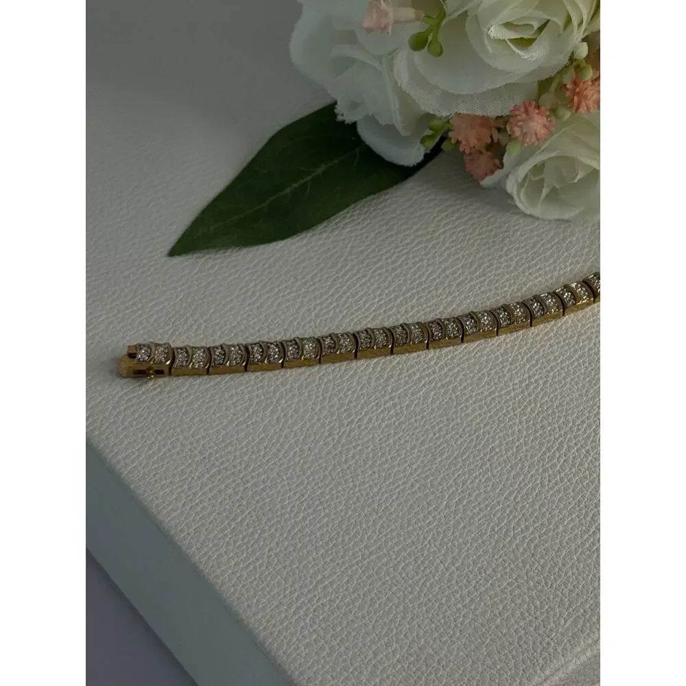Charming 925 Sterling Silver Gold Plated Bracelet Length 8 Inch
